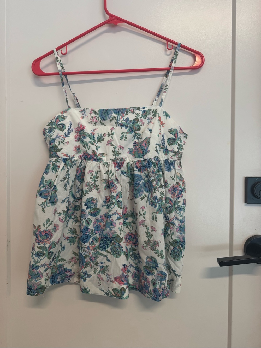 JCrew White Floral Spaghetti Strap Tank Top, XXS